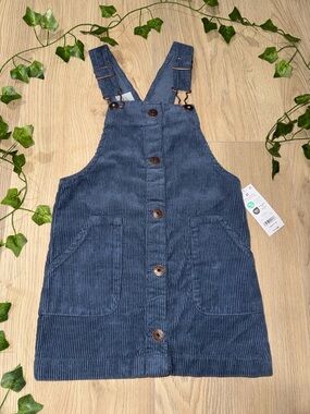 Girls' Corduroy Overall Dress in Denim Blue